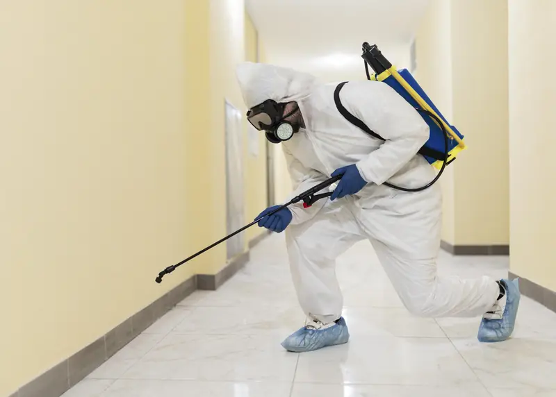 Silver House technician disinfecting a building in Bahrain
